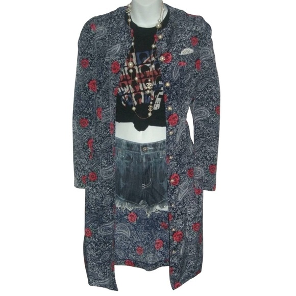 Vintage Petite Jazz Dress Duster Floral Pearl Buttons Paisley Boho Cottagecore - Picture 5 of 12